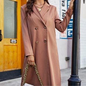 Blush pinstriped Double Breasted Coat